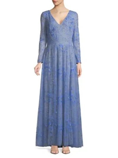 Tadashi Shoji Galaxy Floor-length Gown In Light Blue
