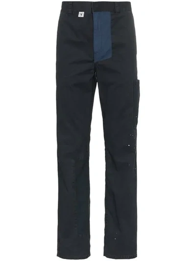 Neighborhood Navy Patchwork Painted Trousers In Blue
