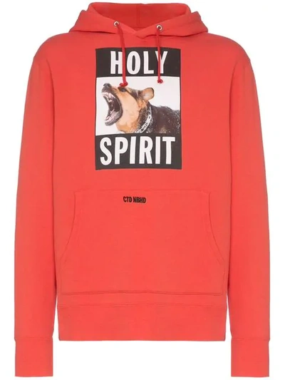 Neighborhood X Cali Holy Spirit And Dog Printed Cotton Hoodie In Red