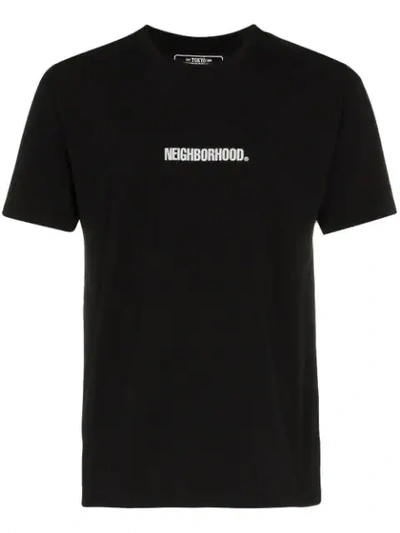 Neighborhood Printed Cotton-jersey T-shirt In Black