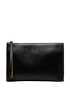 Stella Mccartney Black Perforated Logo Faux Leather Clutch Bag