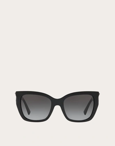 Valentino Occhiali Square Acetate Sunglasses With Studs In Black