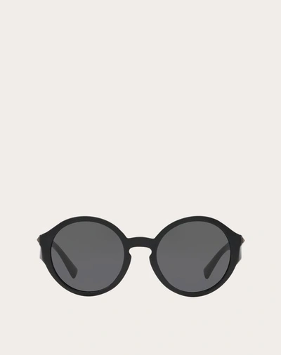 Valentino Occhiali Round Acetate Sunglasses With Studs In Black