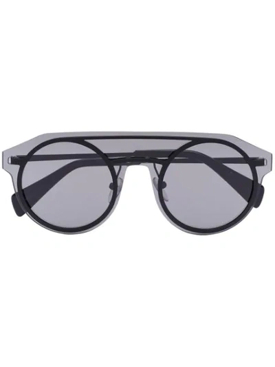 Yohji Yamamoto Black Yy7013 Aviator Metal Sunglasses