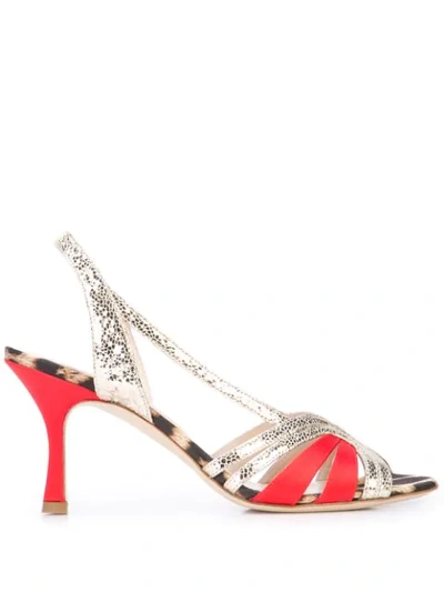 Gia Couture Leopard Print Sandals In Red