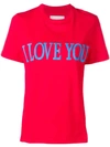 Alberta Ferretti I Love You Cotton Jersey T-shirt In Red