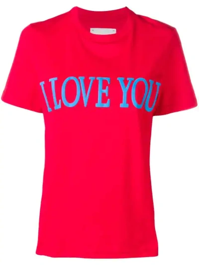 Alberta Ferretti I Love You Cotton Jersey T-shirt In Red