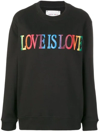 Alberta Ferretti 'love Is Love' Sweatshirt In Black
