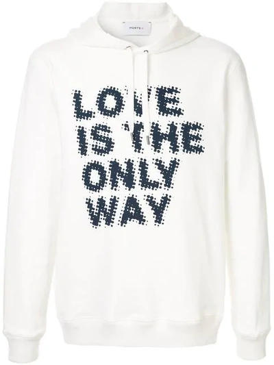 Ports V Slogan Hoodie In White