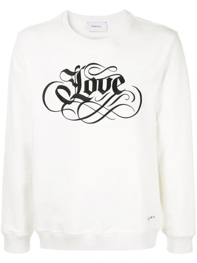 Ports V Embroidered Sweatshirt In White