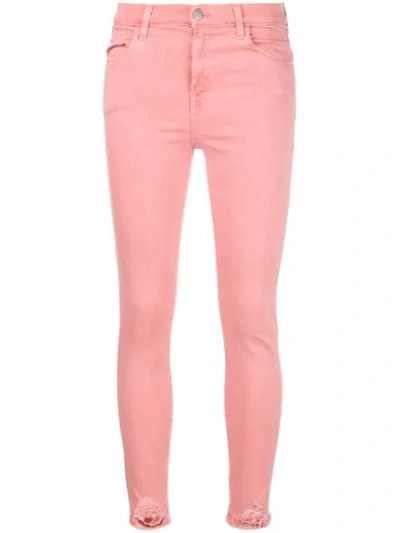 J Brand Distressed Skinny Jeans In Pink