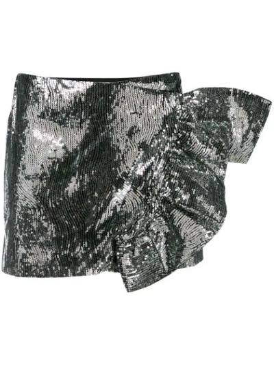 Laneus Sequined Mini Skirt In Silver