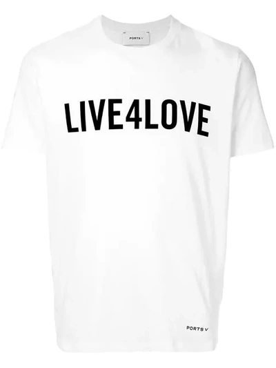 Ports V Slogan T-shirt In White