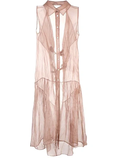 Uma Wang Sheer Open Back Shirt Dress In Pink