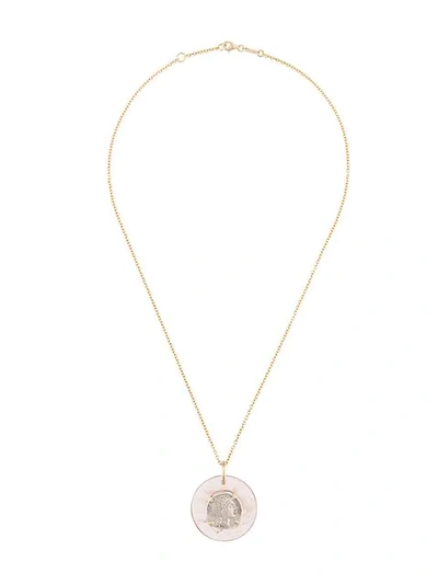 Dubini 18kt Yellow Gold Roma Medallion Necklace In Pink