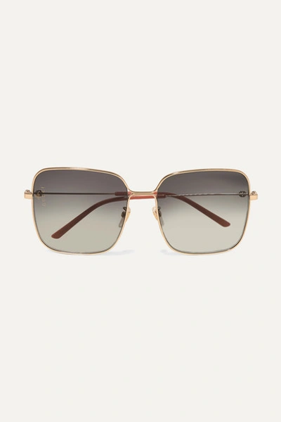 Gucci 60mm Gradient Square Sunglasses - Shiny Endura Gld/gry Grad In Gray