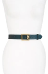 Givenchy 2g Buckle Leather Belt In Prussian Blue
