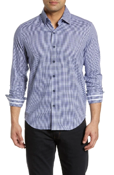 Robert Graham Alabaster Houndstooth-print Classic Fit Shirt In Navy
