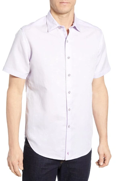 Robert Graham Skull Classic Fit Short-sleeve Shirt In Lilac