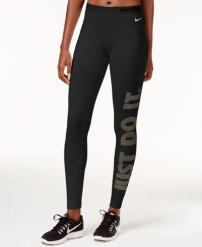 Nike Pro Warm Just Do It Dri-fit Leggings In Black | ModeSens