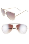 Quay X Jlo All In 56mm Aviator Sunglasses - Clear/ Brown Flash