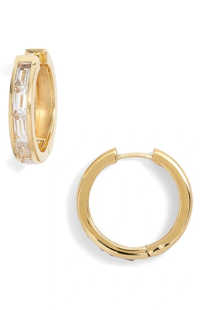 Ela Rae White Zircon Hoop Earrings In Gold