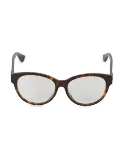 Gucci 54mm Round Optical Glasses In Havana Blue