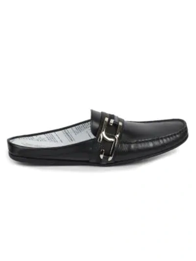 John Galliano Men's Leather Loafer Mules In Black