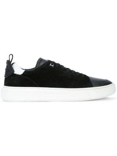Buscemi Uno Contrast Low-top Leather & Suede Sneakers In Black