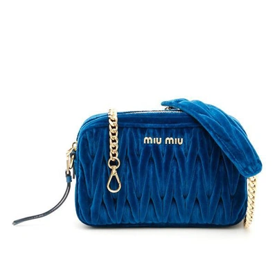 Miu Miu Matelassé Shoulder Bag In Blue