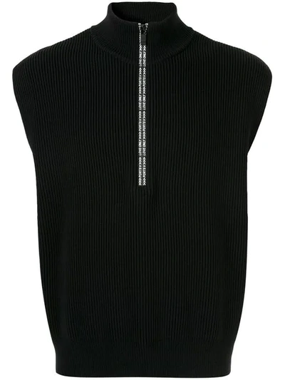 Ports V Logo Print Half-zip Sweater In Black