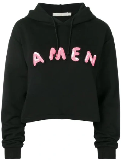 Amen Sequin Embroidered Logo Hoodie In Black