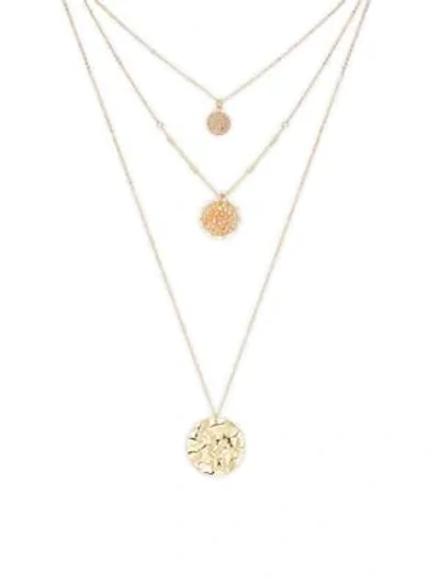Panacea Beaded Pendant Necklace In Goldtone