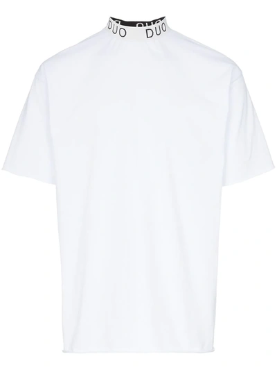 Duo Logo Print Cotton T-shirt In White