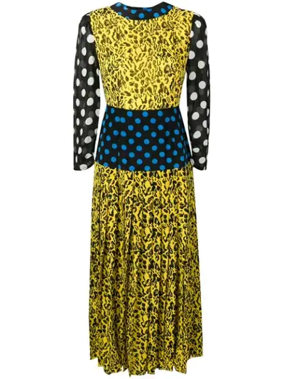 Rixo London Mixed Print Dress In Yellow