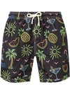 Mc2 Saint Barth Tropical Print Swim Shorts In Black