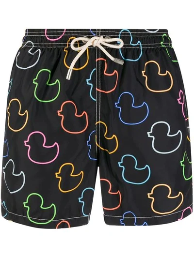 Mc2 Saint Barth Duck Print Swim Shorts In Black