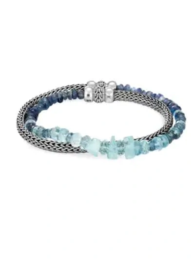 John Hardy Women's Classic Chain Gemstone & Sterling Silver Extra-small Double Wrap Bracelet In Aquamarine