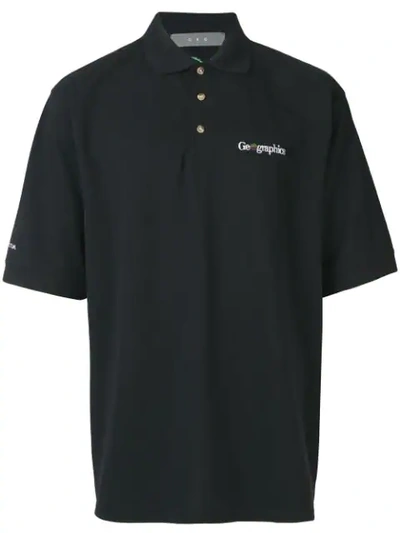 Geo Logo Embroidered Polo Shirt In Black