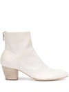 Officine Creative Back Zip Ankle Boots In White