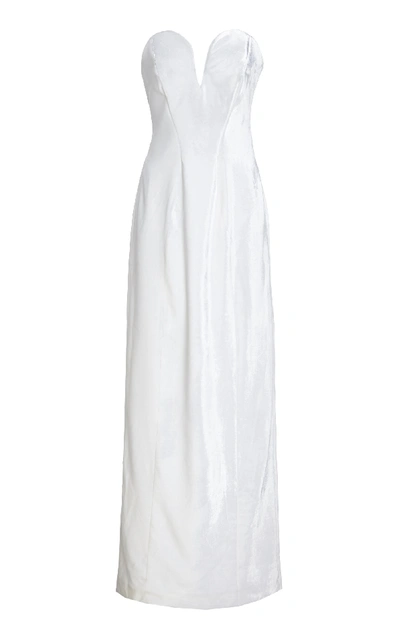 Michael Lo Sordo Velvet Maxi Bustier Dress In White