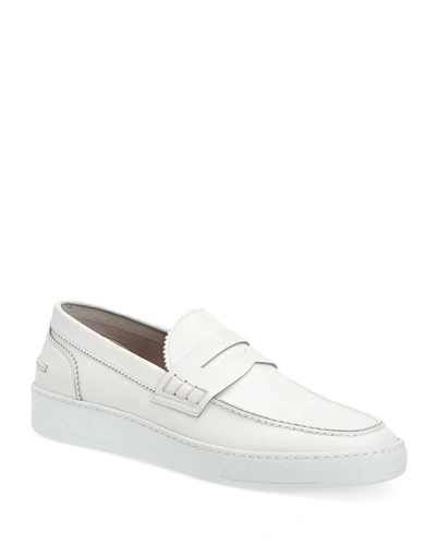 Aquatalia Men's Giuliano Leather Loafer Sneakers In Off White