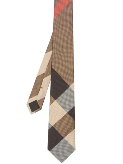 Burberry Classic Cut Exaggerated Check Silk Tie In Archive Beige