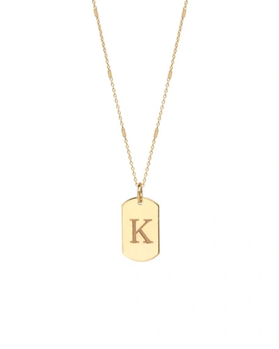 Zoë Chicco 14k Extra-small Engraved Initial Dog Tag Necklace In Gold