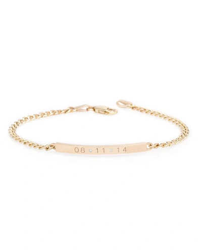 Zoë Chicco Personalized 14k Small Curb-chain Date Bracelet In Gold