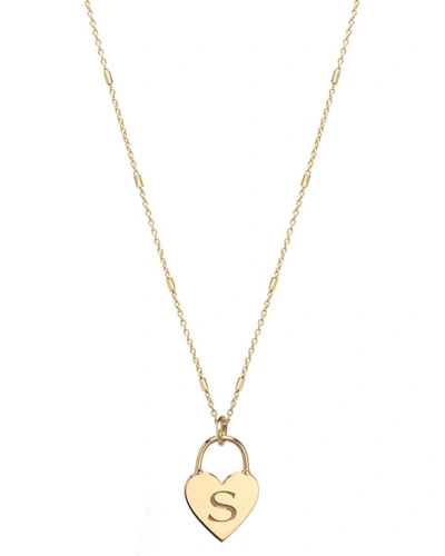 Zoë Chicco 14k Small Engraved Initial Heart Padlock Necklace In Gold