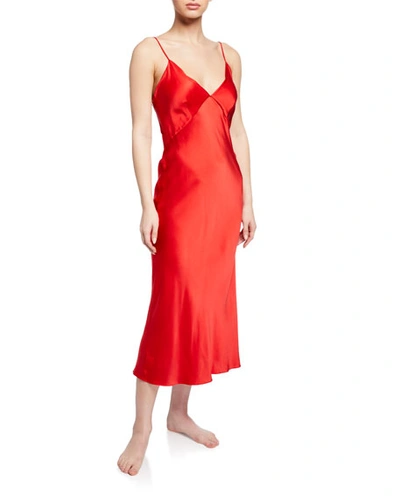 Olivia Von Halle Issa Scarlet Silk Nightgown