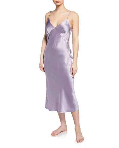 Olivia Von Halle Issa Wisteria Silk Nightgown In Lavender