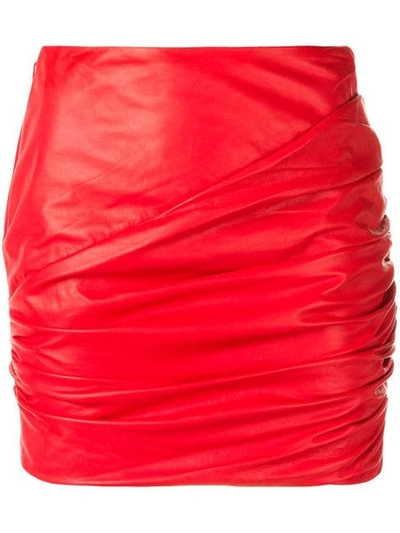 Versace Ruched Mini Skirt In Red