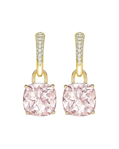 Kiki Mcdonough Kiki Classics 18k Gold Morganite & Diamond Tapered Hoop Earrings In Pink